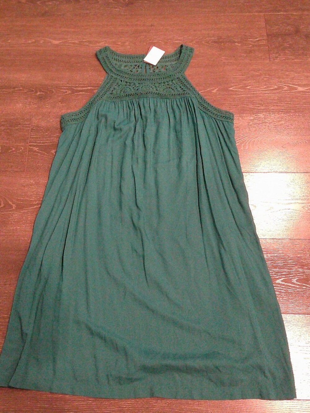 J. Jill light weight in Surf green dress with crocheted style top XL NWT